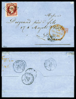 O N°17A, 80c Carmin Bord De Feuille Avec Voisin Sur Lettre De Marseille Pour Londres. TTB (signé Calves/certificat)  Qua - 1849-1876: Période Classique