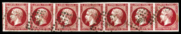 O N°17Ab, 80c Carmin-rose, Bande De Sept Obl Pc 1896, Légère Froissure Entre 2 Timbres, Très Jolie Pièce. SUP. R.R. (cer - 1853-1860 Napoleon III