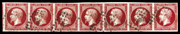 O N°17Ab, 80c Carmin-rose, Bande De Sept Obl Pc 1896, Légère Froissure Entre 2 Timbres, Très Jolie Pièce. SUP. R.R. (cer - 1853-1860 Napoleone III