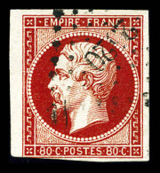 O N°17Ad, 80c Vermillonné. B/TB  Qualité: Oblitéré  Cote: 650 Euros - 1853-1860 Napoléon III