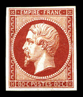** N°17Ah, 80c Carmin, Impression De 1862, Fraîcheur Postale. SUPERBE. R. (certificats)  Qualité: ** - 1853-1860 Napoléon III.
