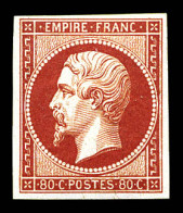 ** N°17Ah, 80c Carmin, Impression De 1862, Fraîcheur Postale. SUPERBE. R. (certificats)  Qualité: ** - 1853-1860 Napoleon III