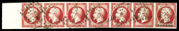 O N°17B, 80c Rose, Bande Sept Bdf, TTB. R.R. (certificat)  Qualité: Oblitéré - 1853-1860 Napoléon III.