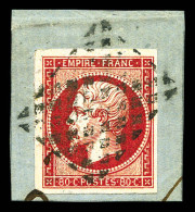 O N°17B, 80c Rose, Obl Grille Sarde Sur Son Support. TTB. R.  Qualité: Oblitéré - 1853-1860 Napoléon III.
