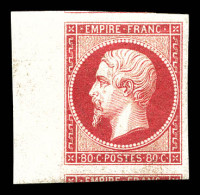 ** N°17Ba, 80c Rose Vif, Grandes Marges Avec Voisins Et Bord De Feuille Latéral. Pièce EXCEPTIONNELLE De GRAND LUXE. RR, - 1853-1860 Napoleone III