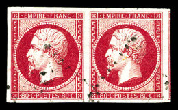O N°17Ba, 80c Rose Vif En Paire, Belles Marges Avec Voisin. SUP (certificat)  Qualité: Oblitéré - 1853-1860 Napoléon III.