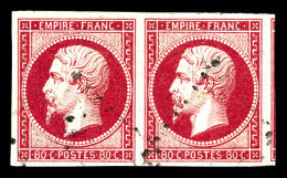 O N°17Ba, 80c Rose Vif En Paire, Belles Marges Avec Voisin. SUP (certificat)  Qualité: Oblitéré - 1853-1860 Napoleone III