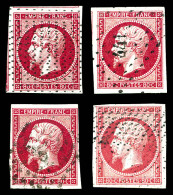O N°17Bz, 80c Empire, 4 Exemplaires Avec Nuances Différentes. TTB  Qualité: Oblitéré - 1853-1860 Napoléon III.
