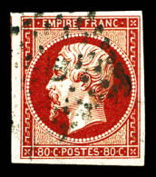 O N°17r, 80c Vermillonné Foncé. TTB (signé Dilleman/certificat)  Qualité: Oblitéré  Cote: 1050 Euros - 1853-1860 Napoléon III.