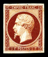 * N°18, 1f Carmin, Replaqué Et Gno, Belle Présentation (signé Calves/Roumet)  Qualité: *  Cote: 9000 Euros - 1853-1860 Napoléon III.