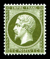 ** N°19a, 1c Vert-bronze, Fraîcheur Postale, Très Bon Centrage. SUP (certificat)  Qualité: ** - 1862 Napoléon III