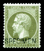 ** N°19f, 1c Olive Surchargé 'SPECIMEN'. TB (signé Calves)  Qualité: ** - 1862 Napoléon III.