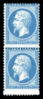 ** N°22, 20c Bleu: Petit Format 23.5 Mm Tenant à Grand Format 25 Mm En Paire (1ex*). SUP (certificat)  Qualité: ** - 1862 Napoléon III.