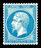 * N°22, 20c Bleu, Très Bon Centrage. TTB  Qualité: *  Cote: 420 Euros - 1862 Napoléon III.
