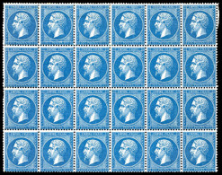 ** N°22a, 20c Bleu Foncé, Exceptionnel Bloc De 24 Exemplaires (11ex*), Fraîcheur Postale. R.R.R. (signé/certificat)  Qua - 1862 Napoléon III.