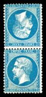 * N°22b, 20c Bleu En Paire Tête-bêche, Très Frais, R.R (signé Brun/Calves/certificat)  Qualité: *  Cote: 6000 Euros - 1862 Napoléon III.