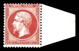 ** N°24, 80c Rose, Bord De Feuille Latéral, Fraîcheur Postale. SUP (certificat)  Qualité: ** - 1862 Napoleone III