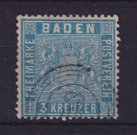 Baden 3 Kreuzer Mi.-Nr. 10a Mit Nummern-Stempel  - Usados