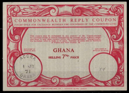 GHANA / CÔTE D'OR GOLD COAST  Co15  7Np.  Commonwealth Reply Coupon Reponse Antwortschein IRC IAS  ACCRA 01.07.71 - Gold Coast (...-1957)