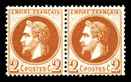 * N°26B, 2c Rouge-brun Clair Type II En Paire. TB  Qualité: *  Cote: 440 Euros - 1863-1870 Napoléon III Lauré