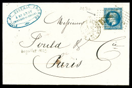 O N°29Bb, 20c Bleu Type II: Variété à La Corne Obl GC 3831 Sur Lettre De SALON DE PROVENCE. TB  Qualité: Oblitéré  Cote: - 1849-1876: Classic Period