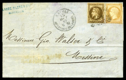 O 1867, 10c Dentelé + 30c Lauré Obl Rectangle De Points 184 De NAPLES, Càd Napoli/Uf° Succle Del Porto. TB. R.R. (certif - 1849-1876: Classic Period