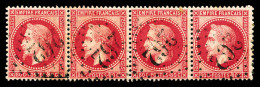 O N°32, 80c Rose, Bande De Quatre, Frais. TB  Qualité: Oblitéré  Cote: 175 Euros - 1863-1870 Napoleon III With Laurels