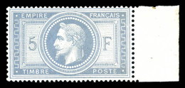 ** N°33, 5F Violet-gris, Très Bon Centrage, Bord De Feuille, FRAÎCHEUR POSTALE. MAGNIFIQUE. R.R. (signé Calves/certifica - 1863-1870 Napoleone III Con Gli Allori