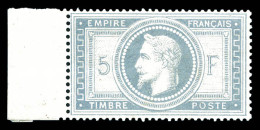 * N°33, Empire, 5F Violet-gris, Bord De Feuille Latéral, Très Belle Gomme, Fraîcheur Postale. SUP. R. (signéBrun/certifi - 1863-1870 Napoleon III Gelauwerd