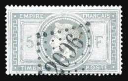 O N°33, 5F Violet-gris, Restauré, Belle Présentation (signé Brun)  Qualité: Oblitéré  Cote: 1200 Euros - 1863-1870 Napoleon III With Laurels