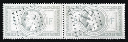 O N°33b, 5F Empire Violet Gris Avec '5' Et 'F' En Bleu En Paire Obl GC '717'. SUP. R.R. (signé Calves/certificat)  Quali - 1863-1870 Napoleone III Con Gli Allori