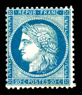 ** N°37, 20c Bleu. TTB (certificat)  Qualité: ** - 1870 Siège De Paris