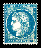 ** N°37, 20c Bleu, Très Bon Centrage, Fraîcheur Postale. SUP (certificat)  Qualité: ** - 1870 Assedio Di Parigi