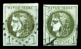 O N°39C/Cc, 1c Olive Et 1c Olive Bronze Report 3, Les 2 Ex TB  Qualité: Oblitéré  Cote: 475 Euros - 1870 Bordeaux Printing