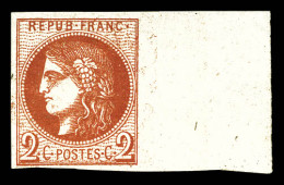 ** N°40Ba, 2c Rouge Brique, Bord De Feuille Latéral, Fraîcheur Postale. SUP. R.R. (certificat)  Qualité: ** - 1870 Emisión De Bordeaux