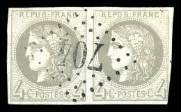 O N°41B, 4c Gris Report 2 En Paire Obl GC '704'. TTB (certificat)  Qualité: Oblitéré  Cote: 850 Euros - 1870 Bordeaux Printing