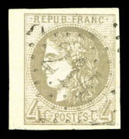 O N°41B, 4c Gris4c Gris Report 2, Bord De Feuille. TTB (signé Brun)  Qualité: Oblitéré  Cote: 350 Euros - 1870 Emisión De Bordeaux