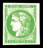 * N°42A, 5c Vert-jaune Report 1, Position 15 Du Report, Belles Marges, Fraîcheur Postale, R.R.R (certificat)  Qualité: * - 1870 Ausgabe Bordeaux