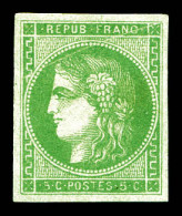 * N°42A, 5c Vert-jaune Report 1, Position 9 Du Report, Marges Equilibrées, TB. R.R.R (signé Calves/certificat)  Qualité: - 1870 Ausgabe Bordeaux