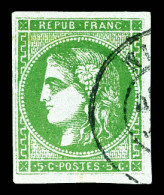 O N°42B, 5c Vert-jaune Report 2 Obl Càd. TB  Qualité: Oblitéré  Cote: 280 Euros - 1870 Ausgabe Bordeaux