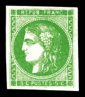 * N°42Ba, 5c Vert-jaune Foncé Report 2. TB  Qualité: *  Cote: 450 Euros - 1870 Emisión De Bordeaux