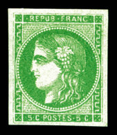 * N°42Be, 5c Vert Très Foncé. TTB (signé Calves/certificat)  Qualité: *  Cote: 3000 Euros - 1870 Ausgabe Bordeaux