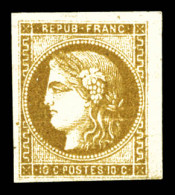 * N°43Ab, 10c Bistre Verdâtre, Très Jolie Nuance, TTB (signé Calves/certificat)  Qualité: *  Cote: 2000 Euros - 1870 Bordeaux Printing