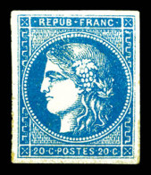 * N°45A, 20c Bleu Type II Report 1, GNO, TB  Qualité: *  Cote: 2200 Euros - 1870 Bordeaux Printing