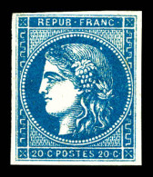 * N°45B, 20c Bleu Nuance Foncée, Quasi **. TTB (certificat)  Qualité: *  Cote: 2100 Euros - 1870 Bordeaux Printing