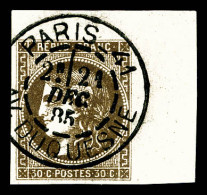 O N°47, 30c Brun Cdf Obl Càd Tardif, Pelurage En Marge. TTB (certificat)  Qualité: Oblitéré - 1870 Bordeaux Printing