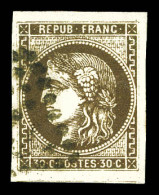 O N°47d, 30c Brun Foncé, Ligne Blanche Derrière La Tête, Belles Marges Avec Voisin. SUP (signé Calves/certificat)  Quali - 1870 Bordeaux Printing