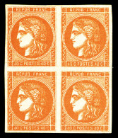 ** N°48, 40c Orange En Bloc De Quatre (2ex*), Jolie Pièce, FRAÎCHEUR POSTALE, SUP (signé/certificats)  Qualité: ** - 1870 Emissione Di Bordeaux