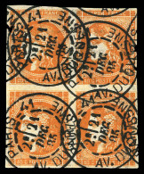 O N°48, 40c Orange, Bloc De Quatre Obl Càd, Jolie Couleur Vive. TTB (certificat)  Qualité: Oblitéré  Cote: 4700 Euros - 1870 Bordeaux Printing