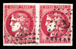 O N°49, 80c Rose En Paire Obl Ancre, Quatre Marges équilibrée, SUP (signé Calves/Brun/certificat)  Qualité: Oblitéré  Co - 1870 Bordeaux Printing